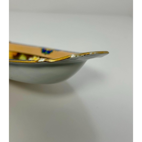 Vintage Noritake lusterware oblong dish with florals - Picture 7 of 10